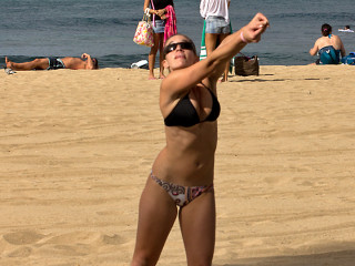 Women in bikini at beach