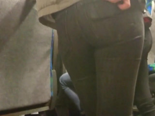 Teen in train tight jeans