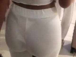 Sexy ass white see through pants