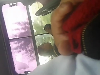 Guy plays with cock in bus