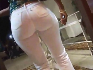 Nice Ass in Tight White Jeans