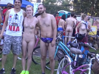Nude bike riders partying