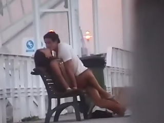 Horny teen couple fucking in public