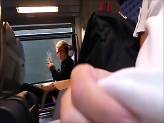 Dude masturbates in train