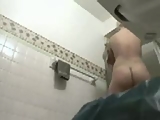 Blond big tit hidden bathroom cam