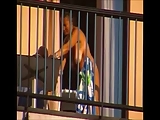 Caught naked on balcony