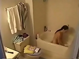 girl spied showering
