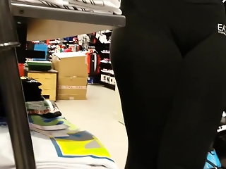 Girl with nice ass in clothes store