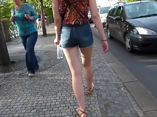 Girl in denim shorts