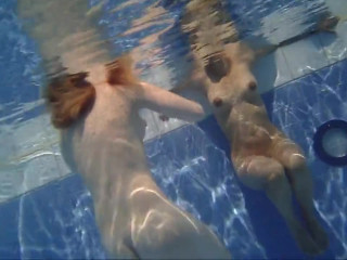 Naked teens in the pool