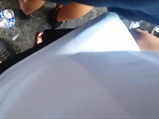 Dude with hard dick rubs himself on chicks ass
