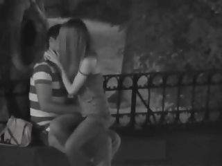 Teen couple spied in the night fucking
