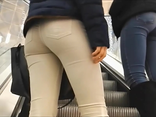 Nice ass in tight white jeans pants