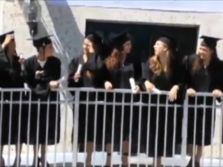 Graduated chicks flashing their tits