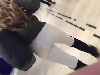 Nice tight ass chick in white jeans
