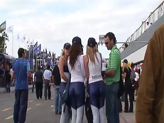 Racing track hot chicks cameltoes