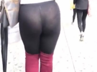 Big ass in black see through leggings