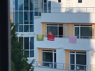 Tit licking in balcony
