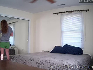 Teen in bedroom changes