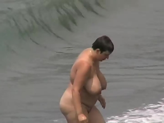 Busty and fat mature nudist