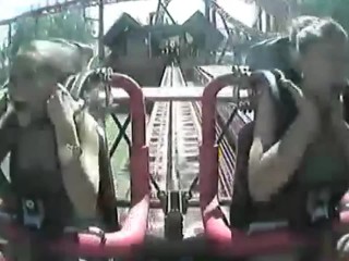 Boobs out in roller coaster