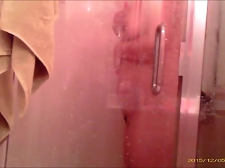 Hairy pussy woman showering