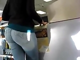 Latina's big ass in gas station shop