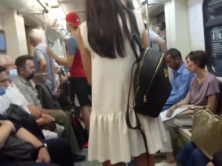 White dress metro upskirt