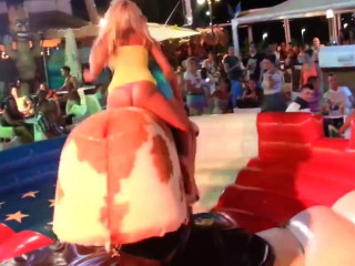 Exposed ass in mechanical bull