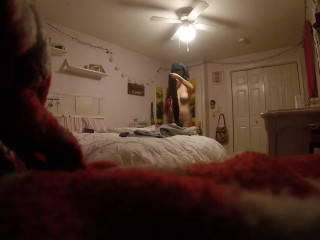 Teen in her bedroom