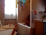 girl takes bath