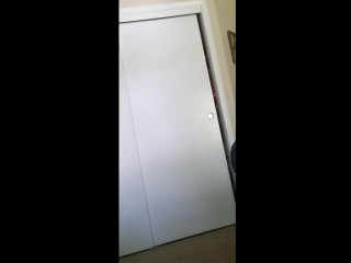 Nude wife opens the closet