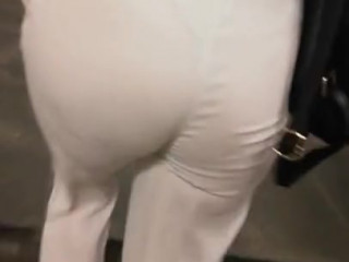 White pants white thong see through