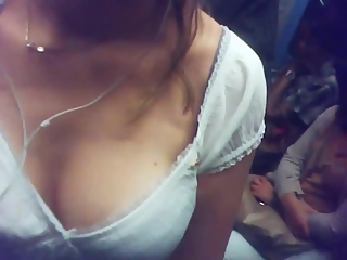 Teen with nice cleavage and tits