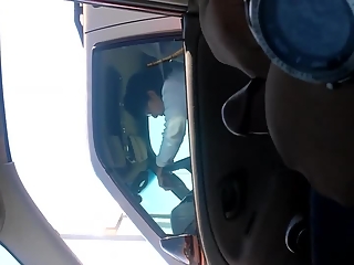 Guy playing with his cock in traffic