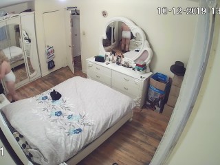 Milf caught in bedroom dressing