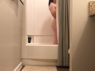 Chubby spied in bathroom shaving