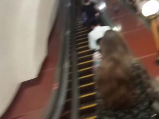 Teen long hair escalators uppie