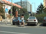 Girl Peeing in Street