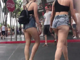 Two gals in cheeky shorts