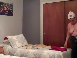 Busty wife with big tits spied in bedroom