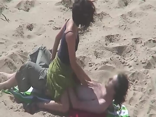 Couple fucking different positions in beach