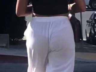 See-through Pants with White Thong