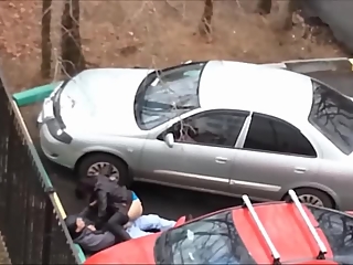 Couple fucking in the car parking