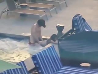 Busted fucking at hotel pool