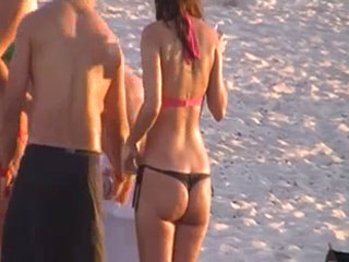 A Hot Chick in a Thong on the Beach