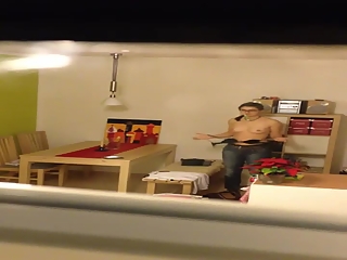 Neighbor spied in her own apartment topless