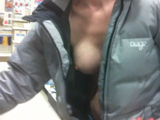 Boobs exposed while shopping