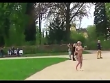Hot German babe nude in public place