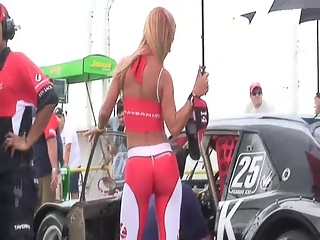 Hot racing track babes in tight clothes